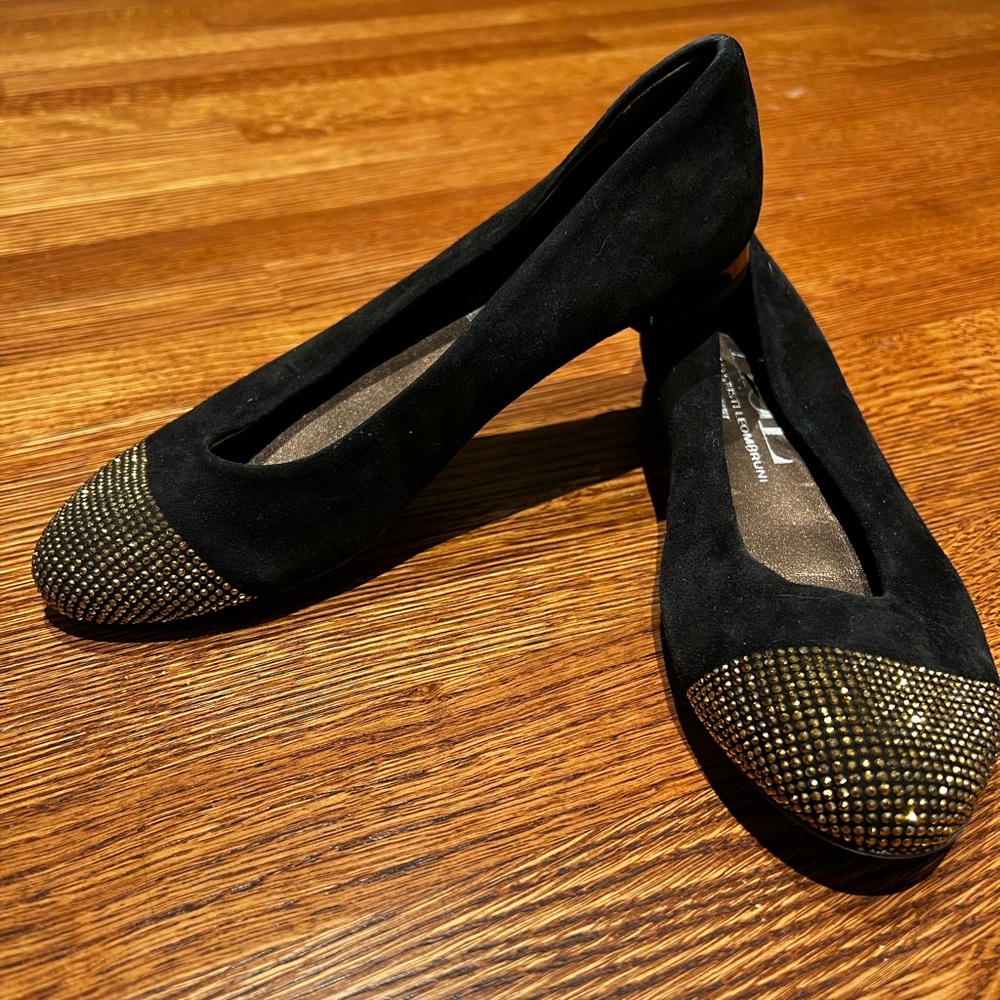 AGL‎ ATTILIO GIUSTI LEOMBRUNI Italian Leather Flats Suede Sparkle Mobwife 36